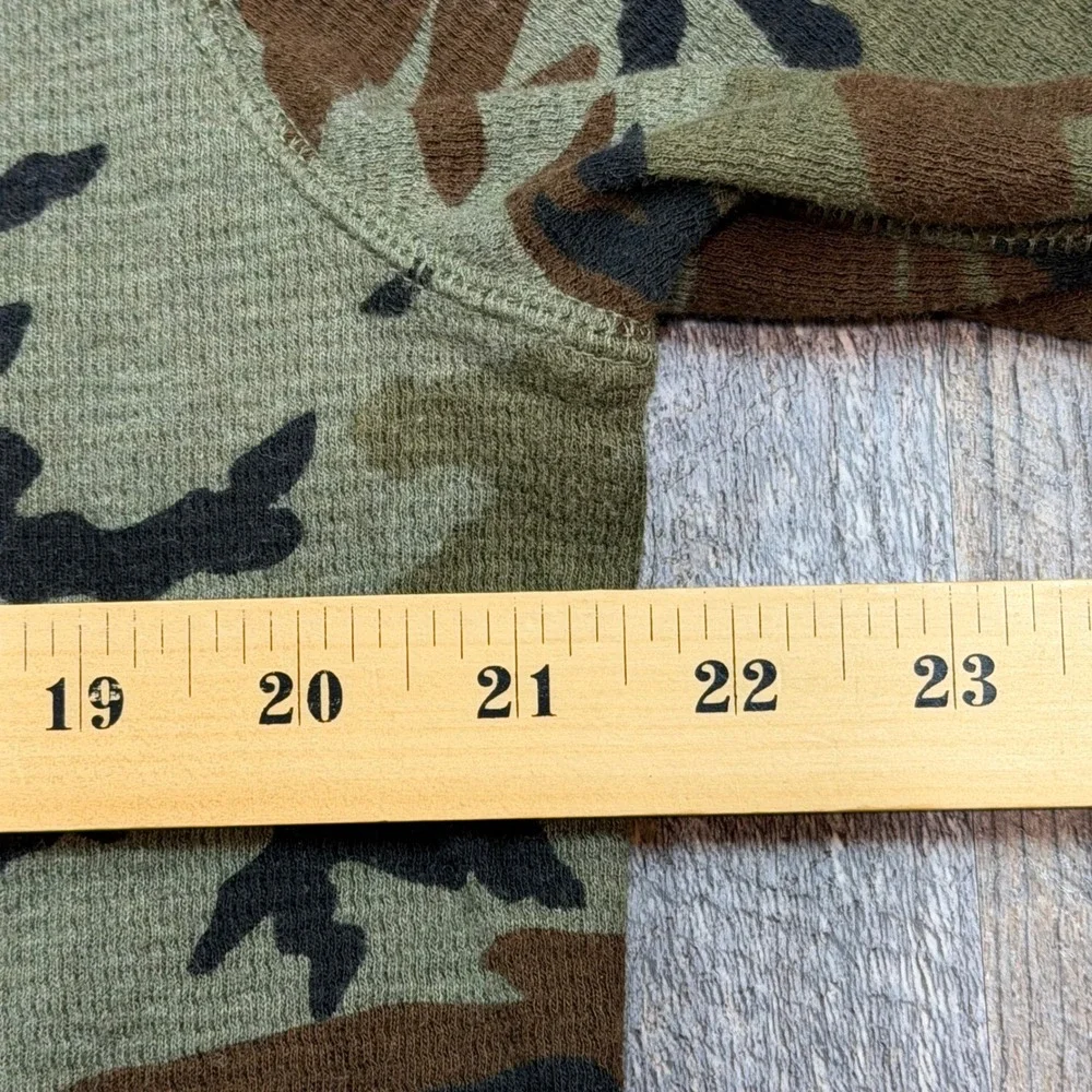 Polo Ralph Lauren Mens XL Camo Waffle Knit Thermal Long Sleeve Shirt Green Brown